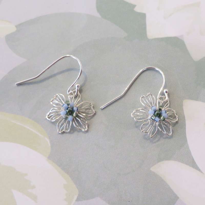 Beaded Flower Drop Earrings